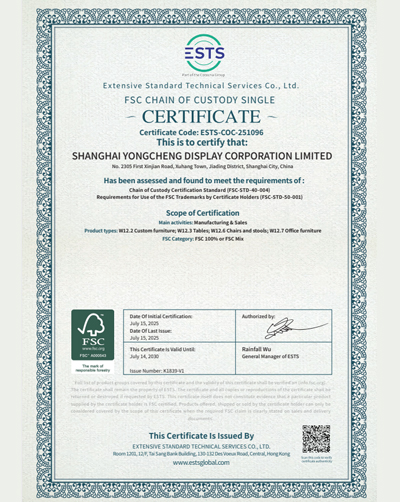 Yongcheng Display (YOCO) Certificate 